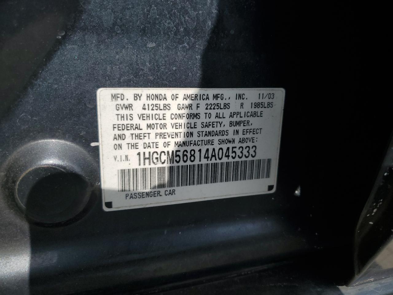 1HGCM56814A045333 2004 Honda Accord Ex