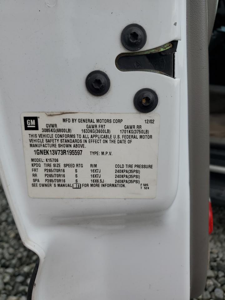 1GNEK13V73R195597 2003 Chevrolet Tahoe K1500