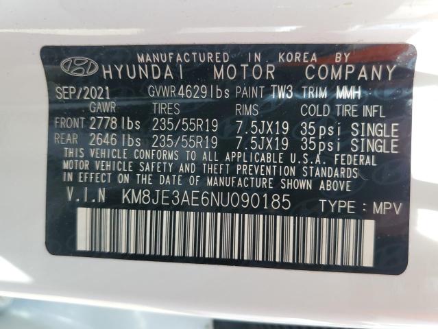 2022 Hyundai Tucson Limited VIN: KM8JE3AE6NU090185 Lot: 61289034