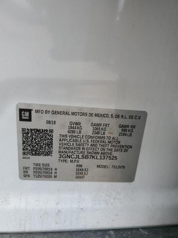 2019 Chevrolet Trax 1Lt VIN: 3GNCJLSB7KL137525 Lot: 59916804