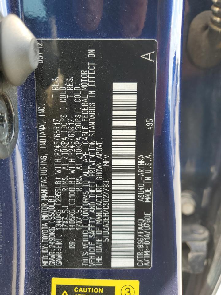 5TDZA3EH7CS027783 2012 Toyota Highlander Base