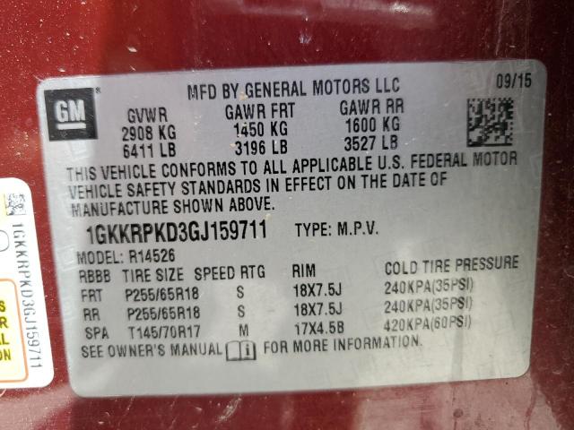 2016 GMC Acadia Sle VIN: 1GKKRPKD3GJ159711 Lot: 57895214