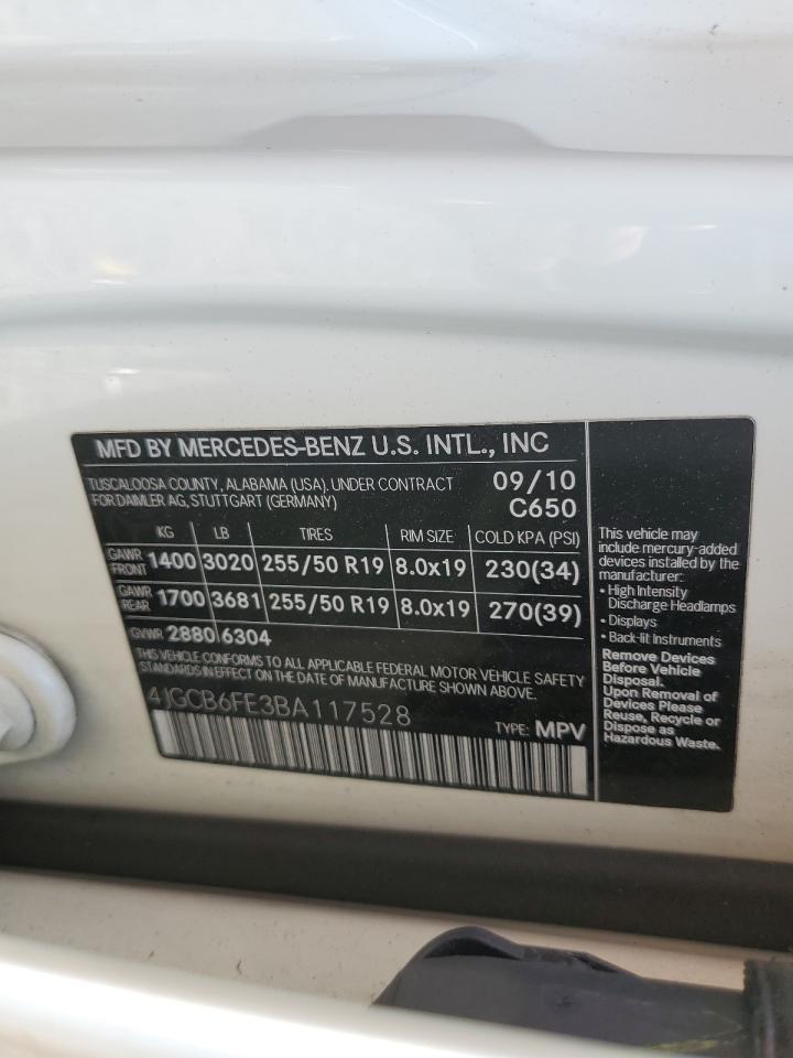 4JGCB6FE3BA117528 2011 Mercedes-Benz R 350 4Matic