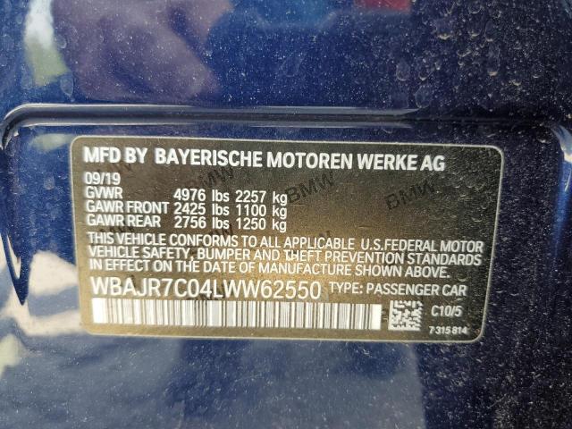 2020 BMW 530 Xi VIN: WBAJR7C04LWW62550 Lot: 57641424