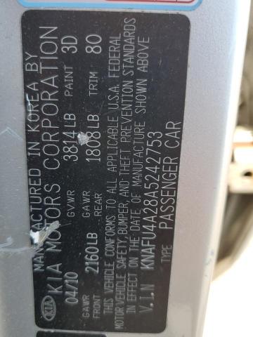 2010 Kia Forte Ex VIN: KNAFU4A28A5242753 Lot: 59210114