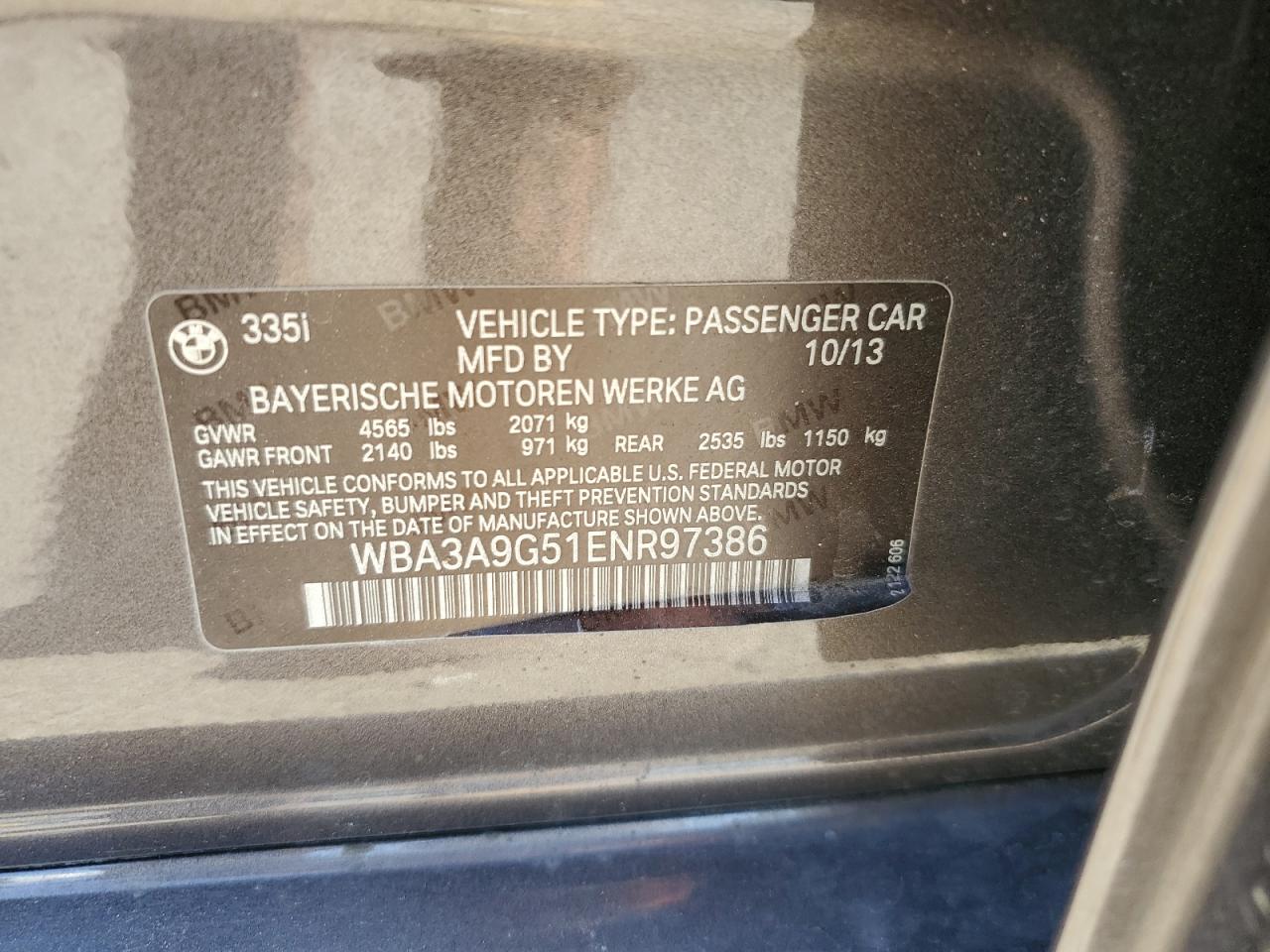 WBA3A9G51ENR97386 2014 BMW 335 I