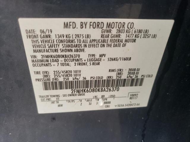 2019 Ford Flex Limited VIN: 2FMHK6D80KBA26370 Lot: 60167534