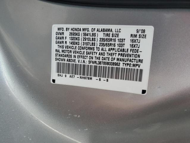 2009 Honda Odyssey Exl VIN: 5FNRL38789B008962 Lot: 59057394