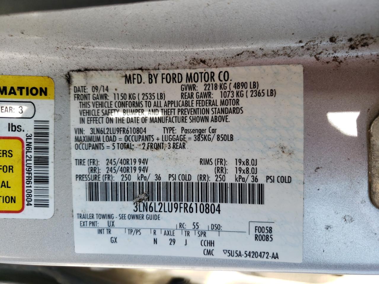 3LN6L2LU9FR610804 2015 Lincoln Mkz Hybrid