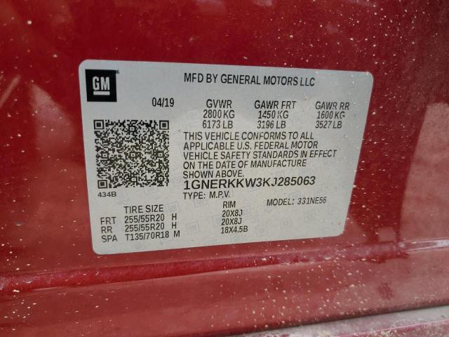 2019 Chevrolet Traverse Premier VIN: 1GNERKKW3KJ285063 Lot: 57445004