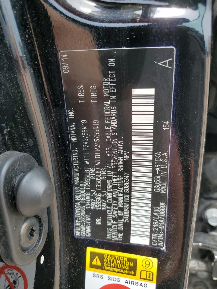 5TDDKRFH0FS086347 2015 Toyota Highlander Limited