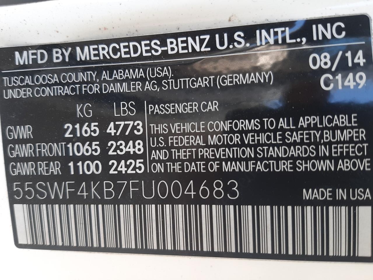 55SWF4KB7FU004683 2015 Mercedes-Benz C 300 4Matic