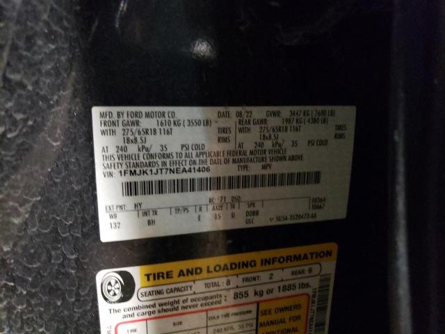 2022 Ford Expedition Max Xlt VIN: 1FMJK1JT7NEA41406 Lot: 59293874