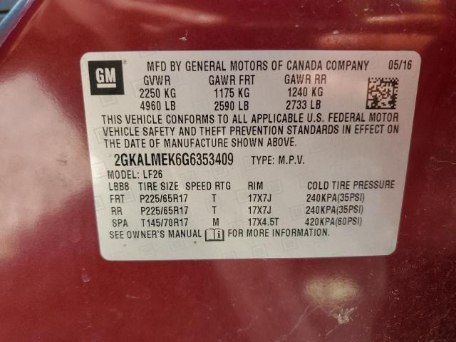 2016 GMC Terrain Sle VIN: 2GKALMEK6G6353409 Lot: 58539654