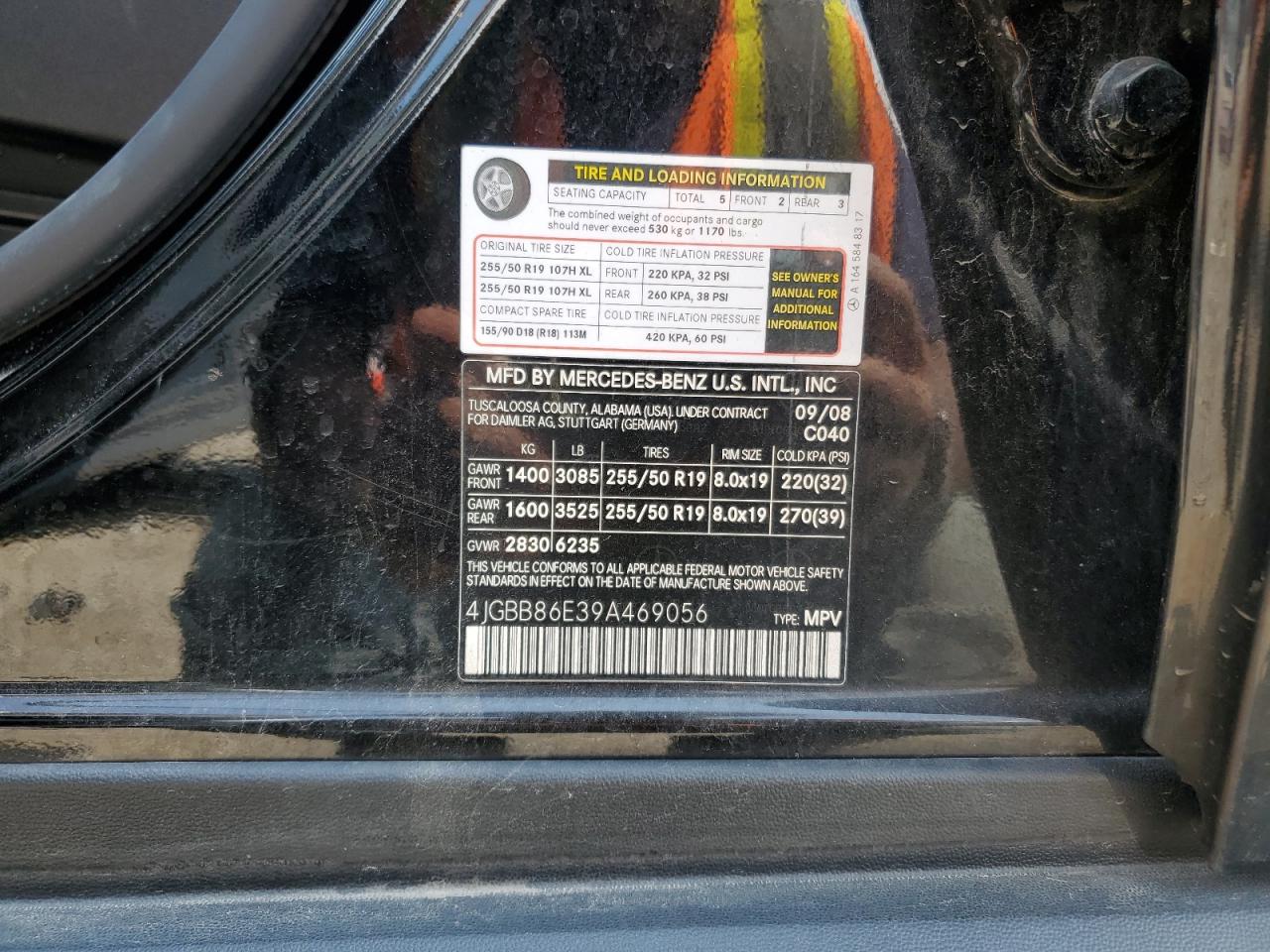 4JGBB86E39A469056 2009 Mercedes-Benz Ml 350