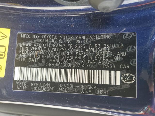 2017 Lexus Es 350 VIN: 58ABK1GG3HU076557 Lot: 57248944