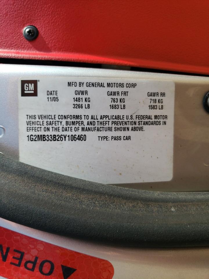 1G2MB33B26Y106460 2006 Pontiac Solstice