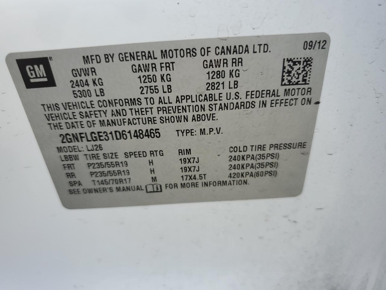 2GNFLGE31D6148465 2013 Chevrolet Equinox Ltz