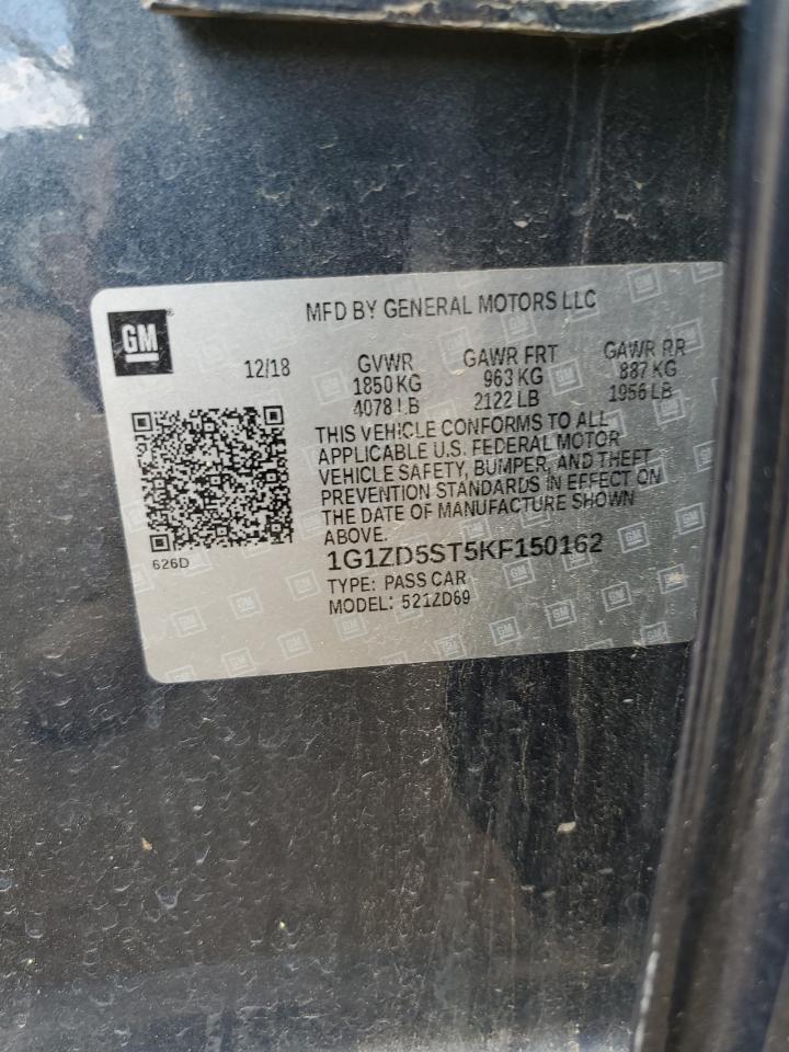 1G1ZD5ST5KF150162 2019 Chevrolet Malibu Lt