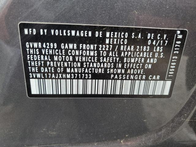 2017 Volkswagen Jetta Sel VIN: 3VWL17AJXHM371733 Lot: 59305004