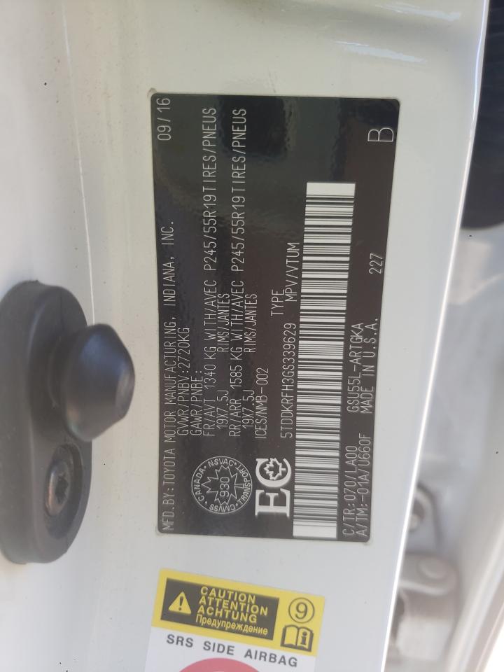 5TDDKRFH3GS339629 2016 Toyota Highlander Limited