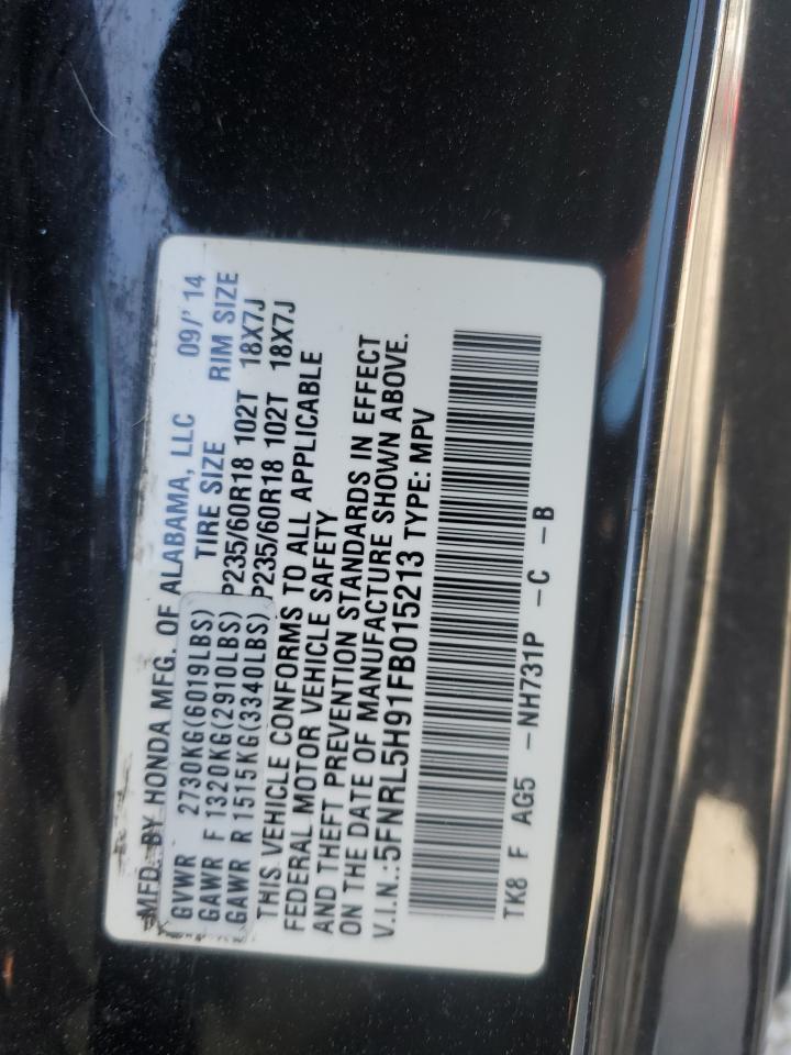 5FNRL5H91FB015213 2015 Honda Odyssey Touring