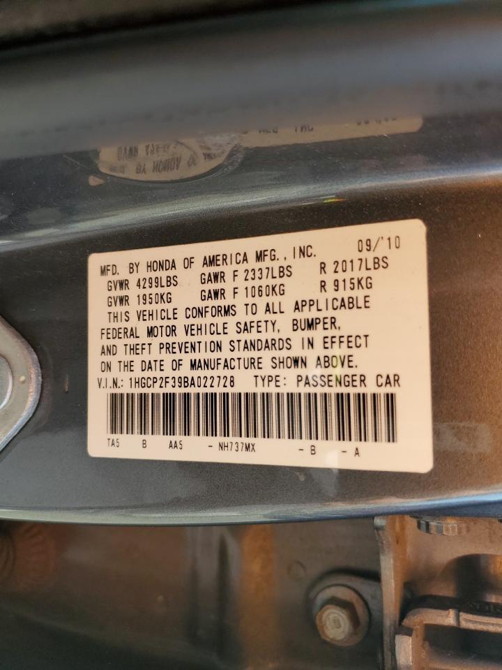 1HGCP2F39BA022728 2011 Honda Accord Lx