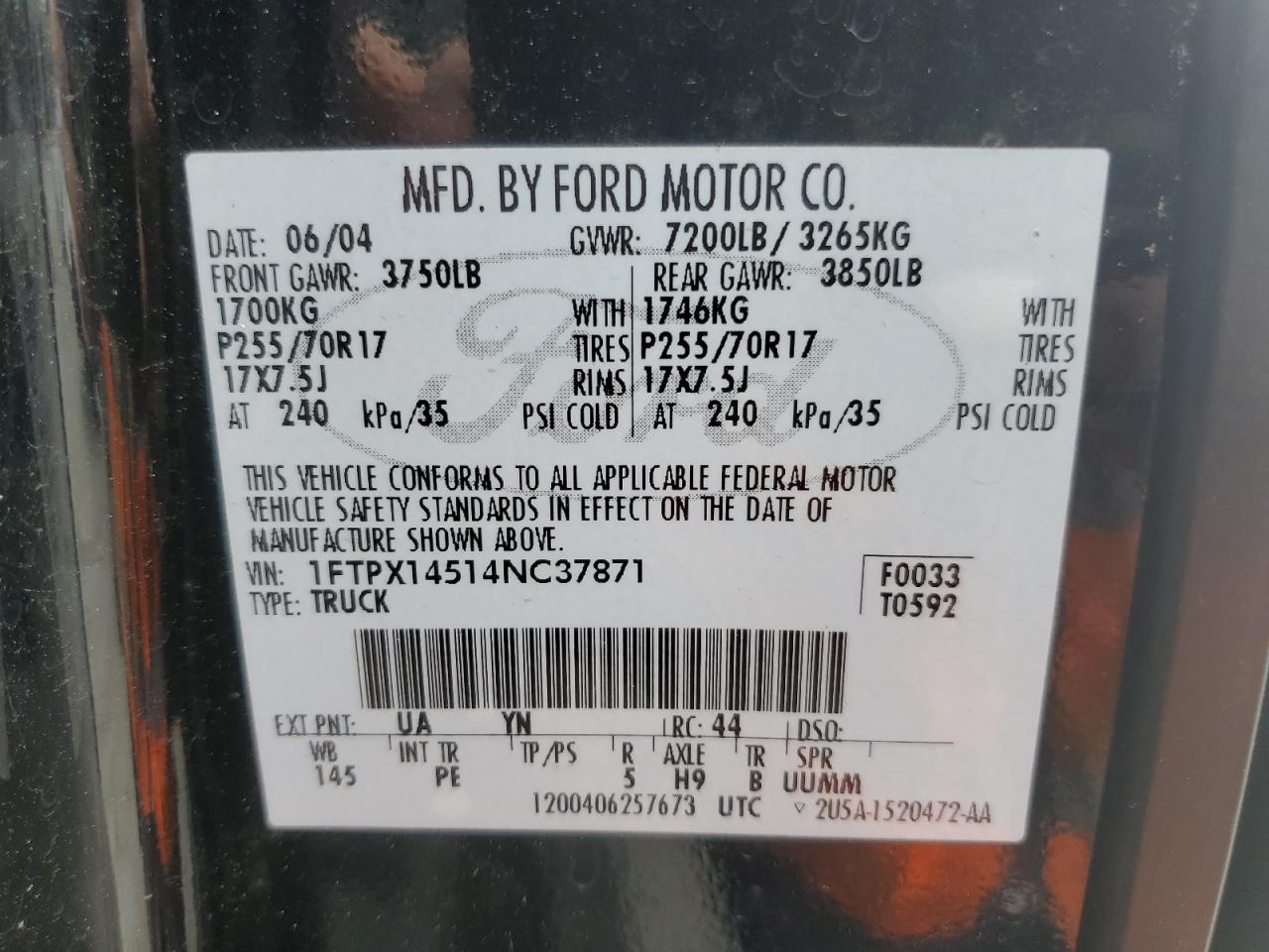 1FTPX14514NC37871 2004 Ford F150