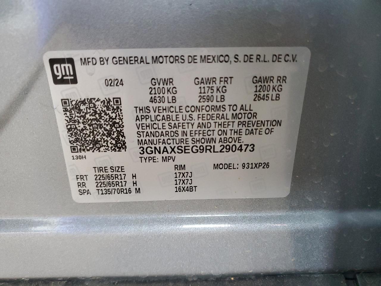 3GNAXSEG9RL290473 CHEVROLET EQUINOX 2024