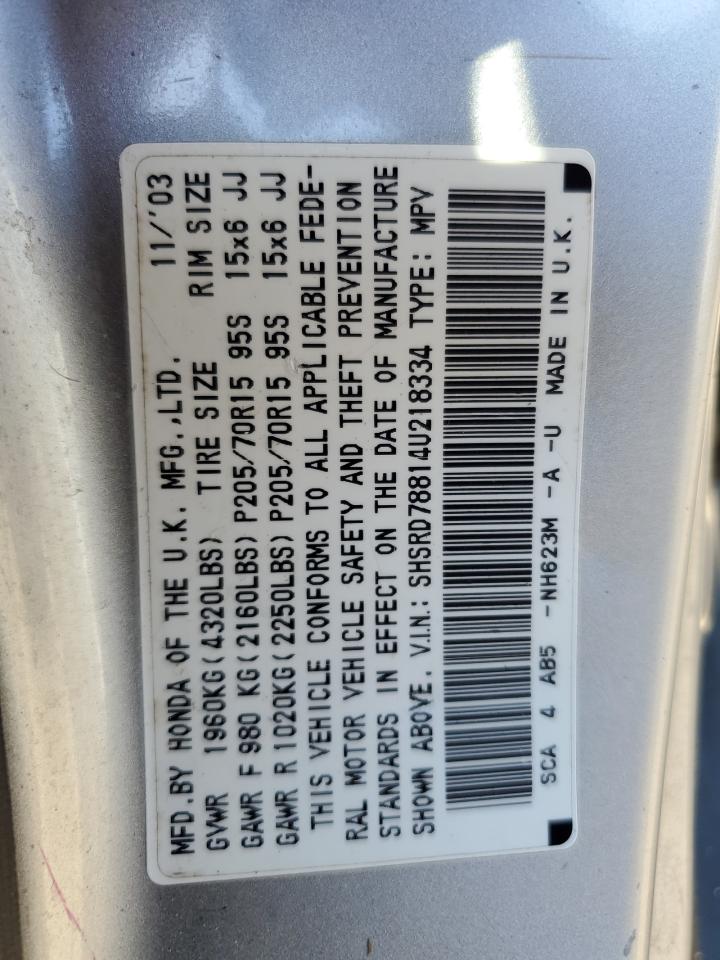 SHSRD78814U218334 2004 Honda Cr-V Ex