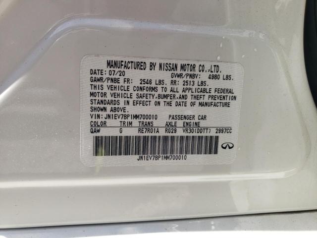 2021 Infiniti Q50 Luxe VIN: JN1EV7BP1MM700010 Lot: 58730814