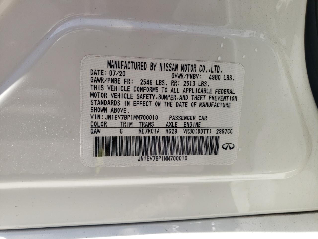 JN1EV7BP1MM700010 2021 Infiniti Q50 Luxe