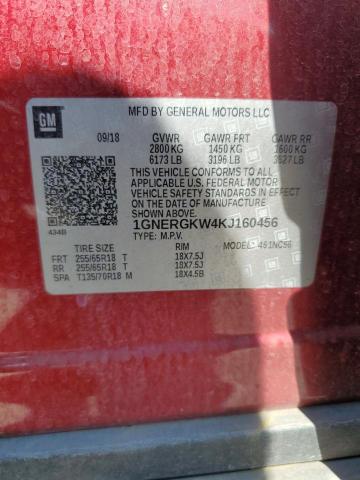 2019 Chevrolet Traverse Lt VIN: 1GNERGKW4KJ160456 Lot: 59891864