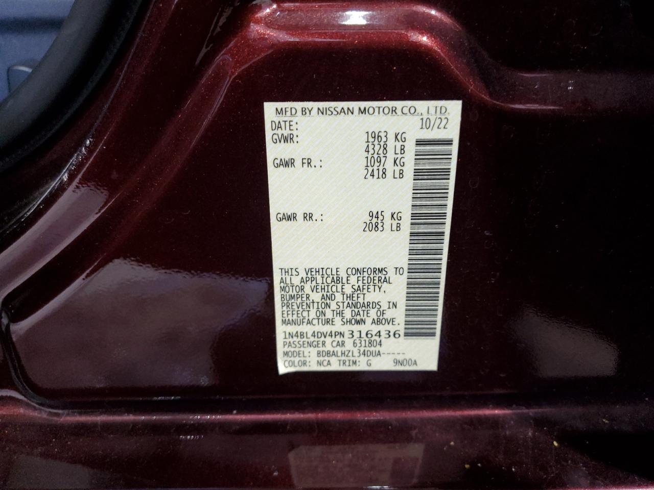 1N4BL4DV4PN316436 NISSAN ALTIMA 2023