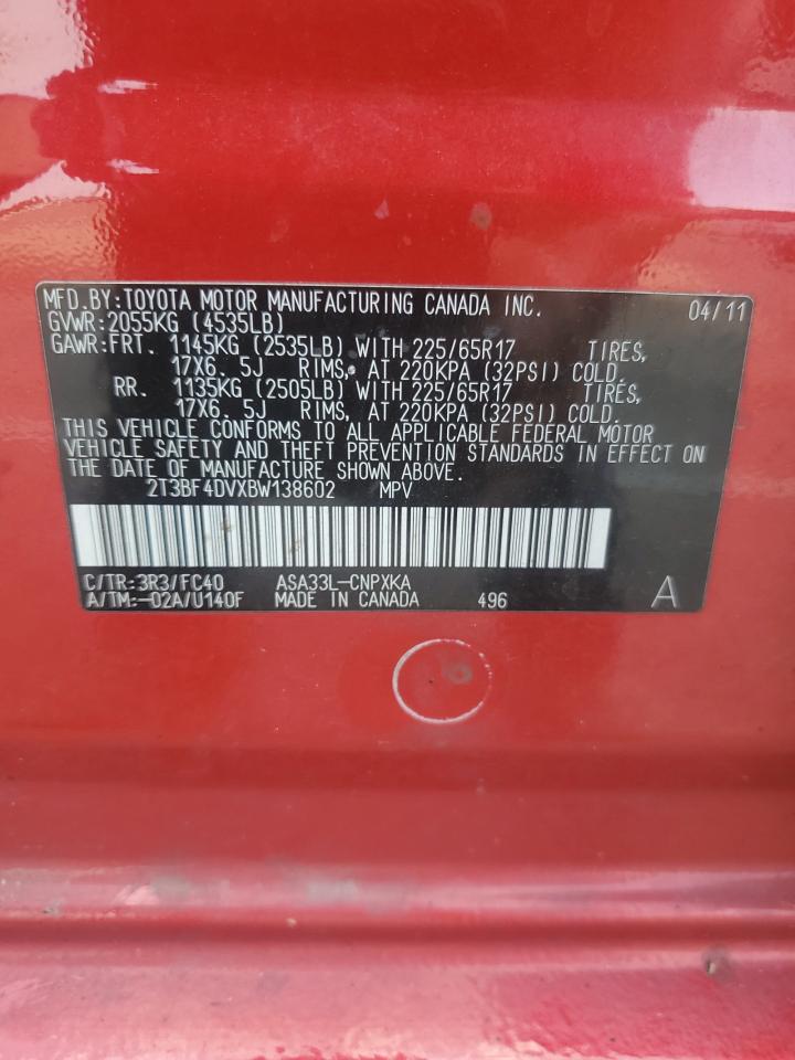 2T3BF4DVXBW138602 2011 Toyota Rav4