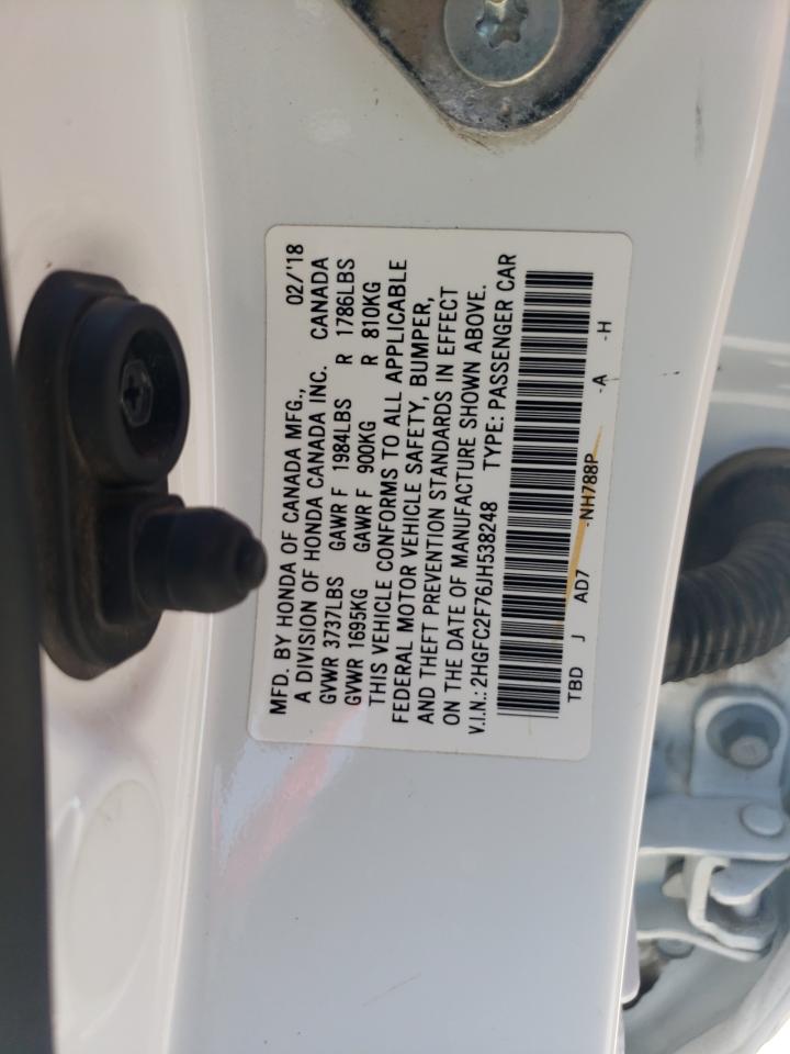 2HGFC2F76JH538248 2018 Honda Civic Ex