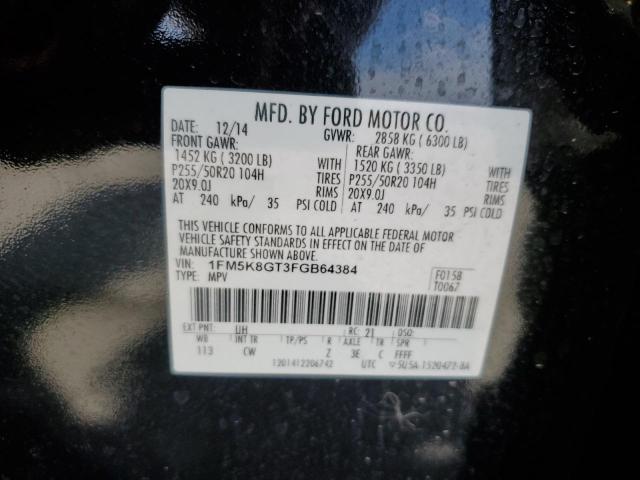 2015 Ford Explorer Sport VIN: 1FM5K8GT3FGB64384 Lot: 59921524