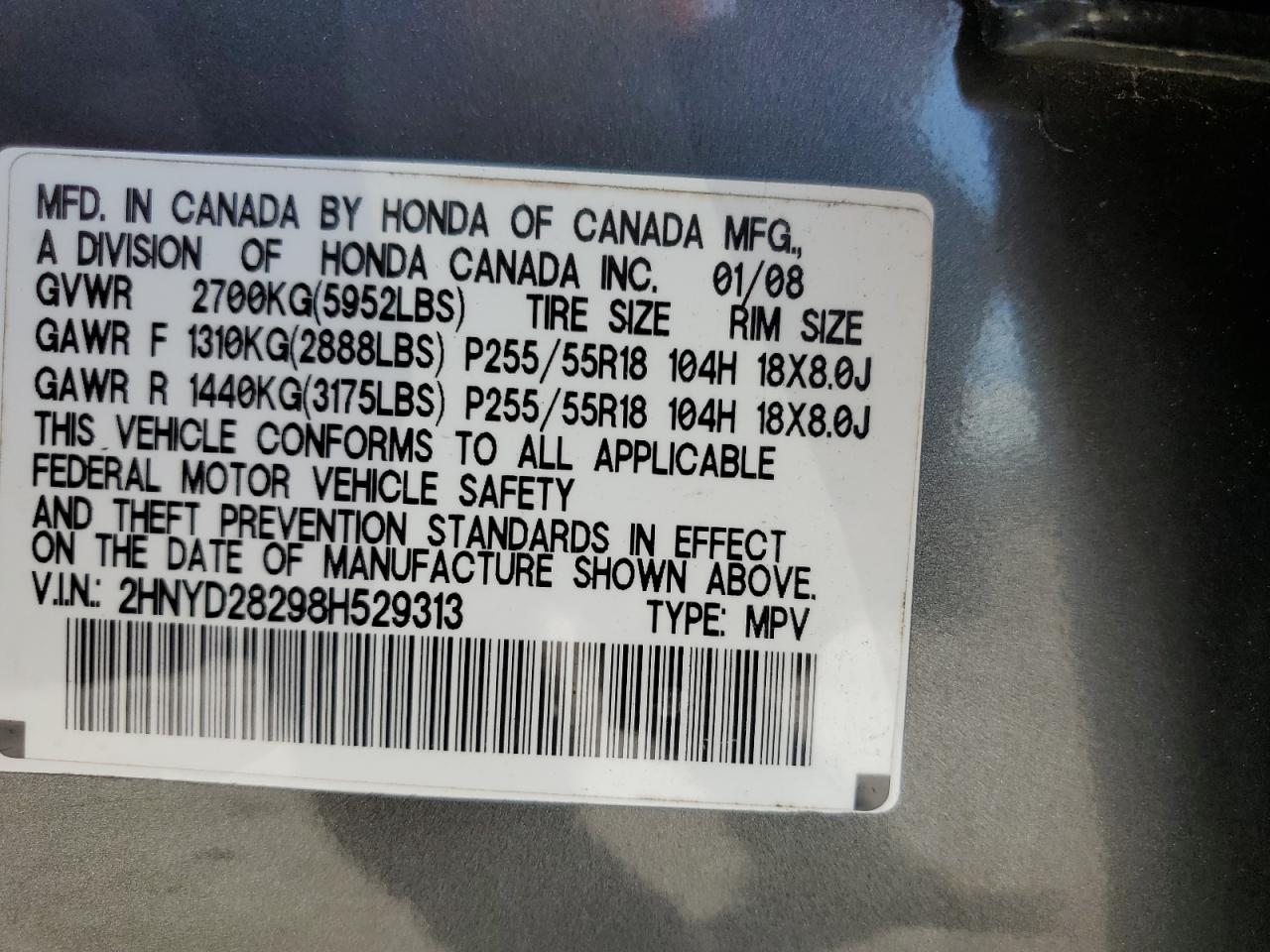 2HNYD28298H529313 2008 Acura Mdx