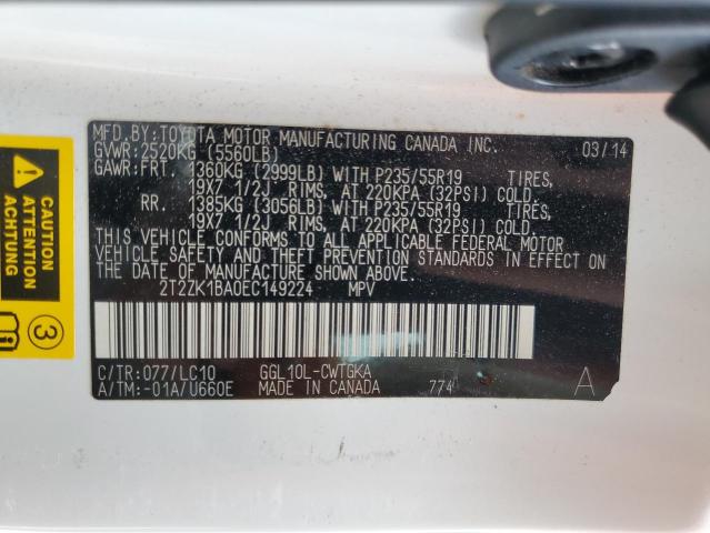 2014 Lexus Rx 350 VIN: 2T2ZK1BA0EC149224 Lot: 60567584