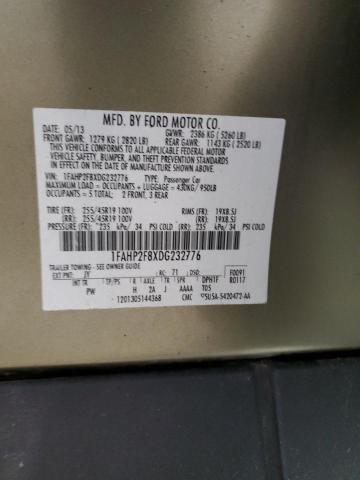 2013 Ford Taurus Limited VIN: 1FAHP2F8XDG232776 Lot: 57076754