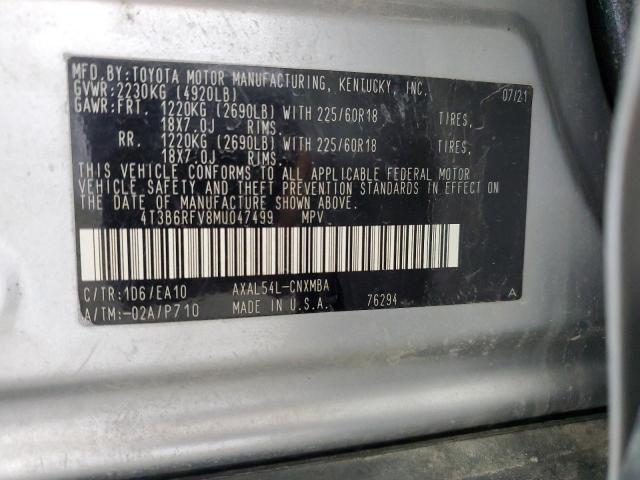2021 Toyota Rav4 Xle Premium VIN: 4T3B6RFV8MU047499 Lot: 61254024