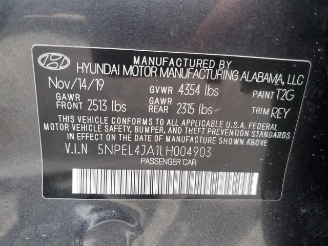 2020 Hyundai Sonata Sel VIN: 5NPEL4JA1LH004903 Lot: 59521574