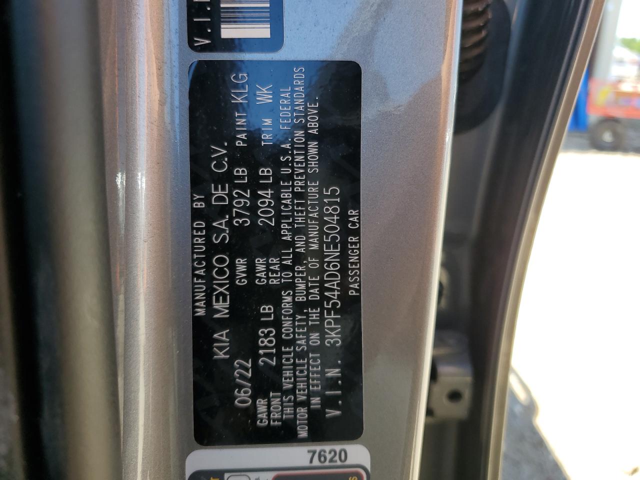 3KPF54AD6NE504815 2022 Kia Forte Gt Line