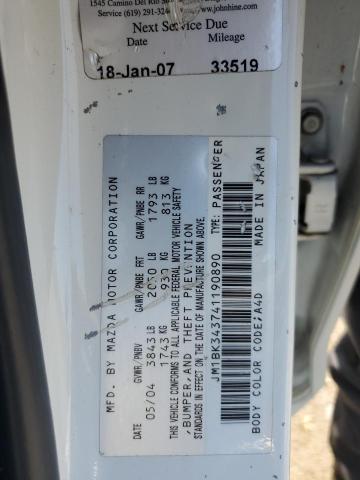 2004 Mazda 3 Hatchback VIN: JM1BK343741190890 Lot: 60159654