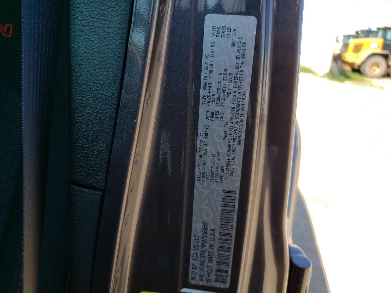 1C4HJXFN1MW566859 2021 Jeep Wrangler Unlimited Rubicon