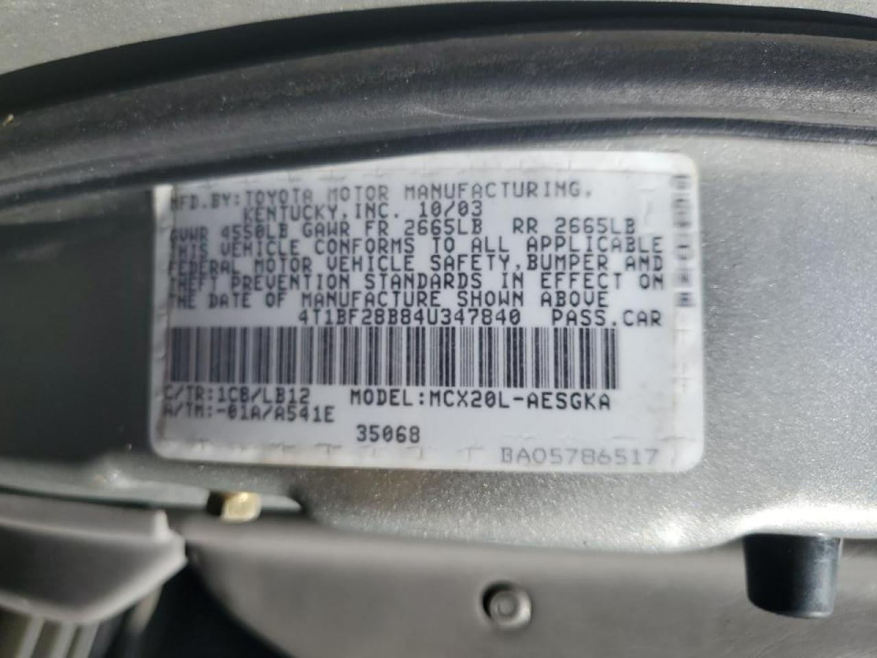 4T1BF28B84U347840 2004 Toyota Avalon Xl