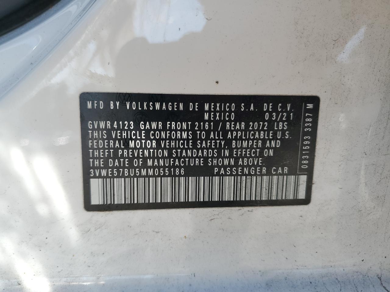 3VWE57BU5MM055186 2021 Volkswagen Jetta Sel