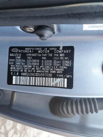 2013 Hyundai Tucson Gls VIN: KM8JU3AC8DU597038 Lot: 59048094