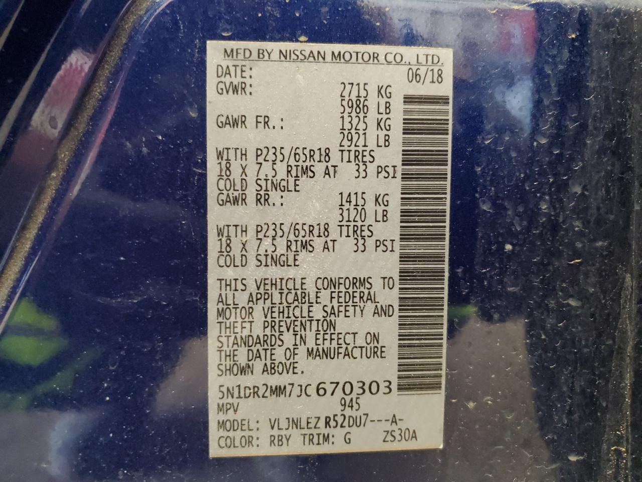 5N1DR2MM7JC670303 2018 Nissan Pathfinder S