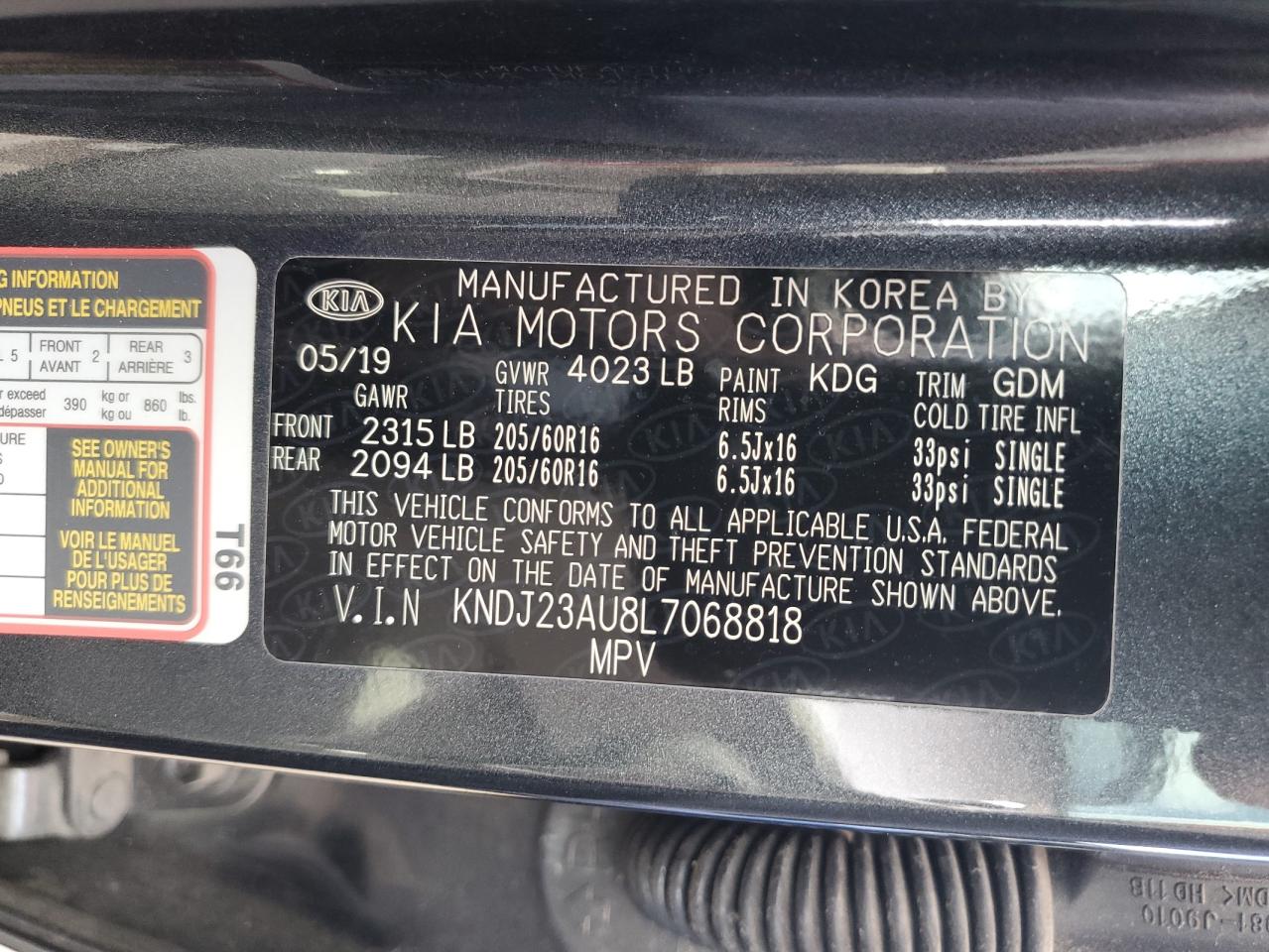 KNDJ23AU8L7068818 2020 Kia Soul Lx